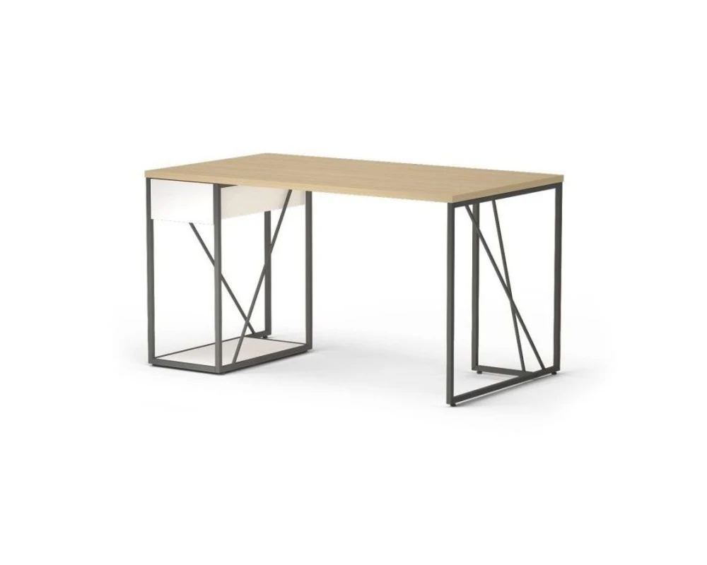 Стол прямой с тумбой, левый 138х78х75 Aurora Дуб парма/Белый премиум/Антрацит