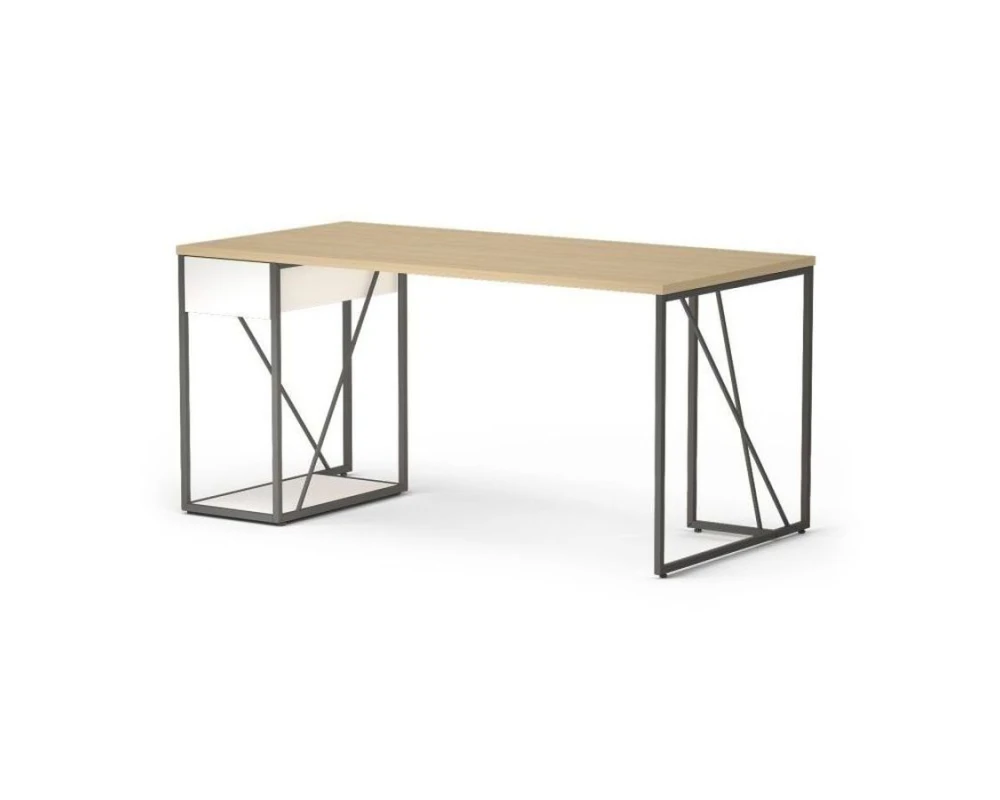 Стол прямой с тумбой, левый 158х78х75 Aurora Дуб парма/Белый премиум/Антрацит