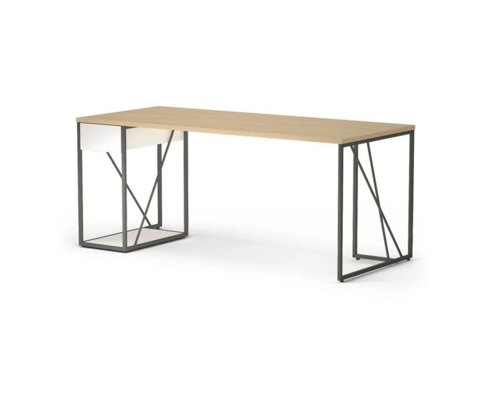 Стол прямой с тумбой, левый 178х78х75 Aurora Дуб парма/Белый премиум/Антрацит