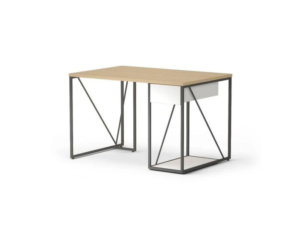 Стол прямой с тумбой, правый 118х78х75 Aurora Дуб парма/Белый премиум/Антрацит