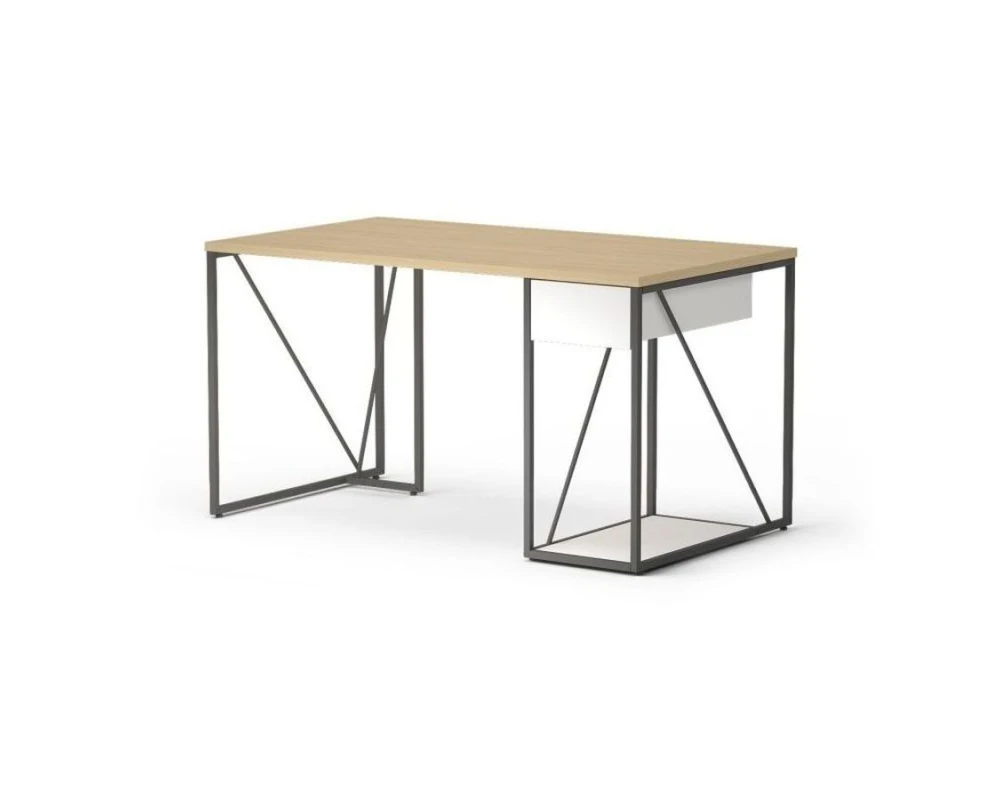 Стол прямой с тумбой, правый 138х78х75 Aurora Дуб парма/Белый премиум/Антрацит