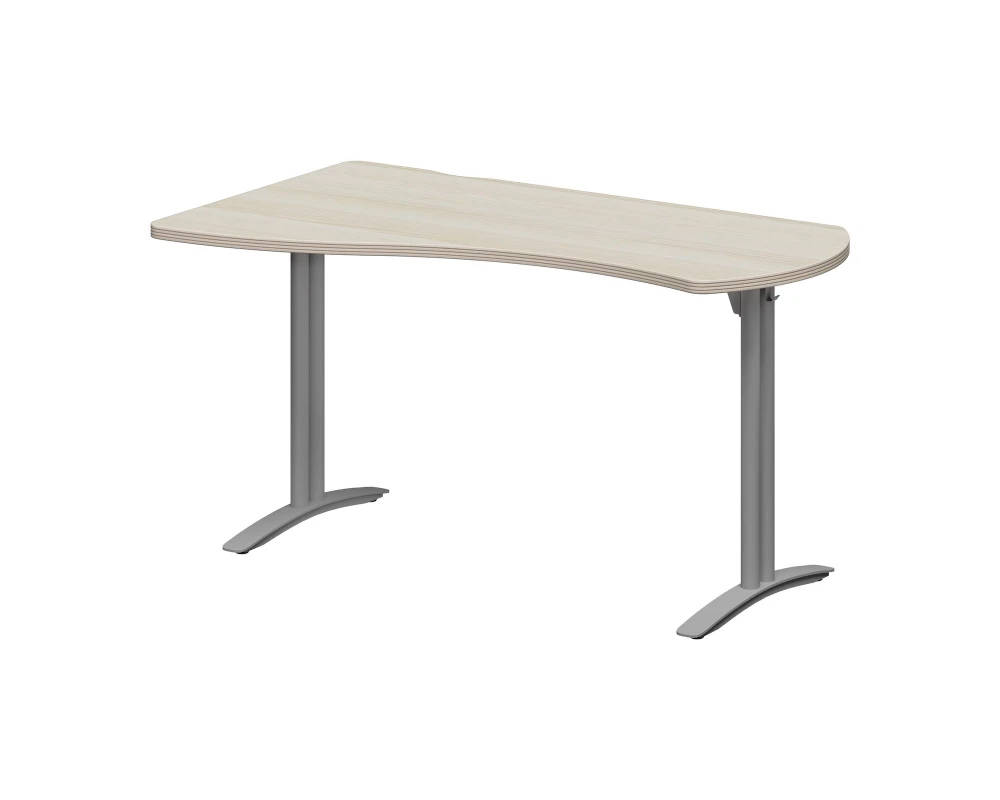 Стол эргономичный левый 140х80х74 Berlin Metal Акация светлая/Алюминий