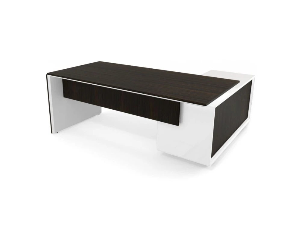 Стол с тумбой (3 двери) без блока розеток L 192х167х76,3 Platinum Венге/Белый глянец