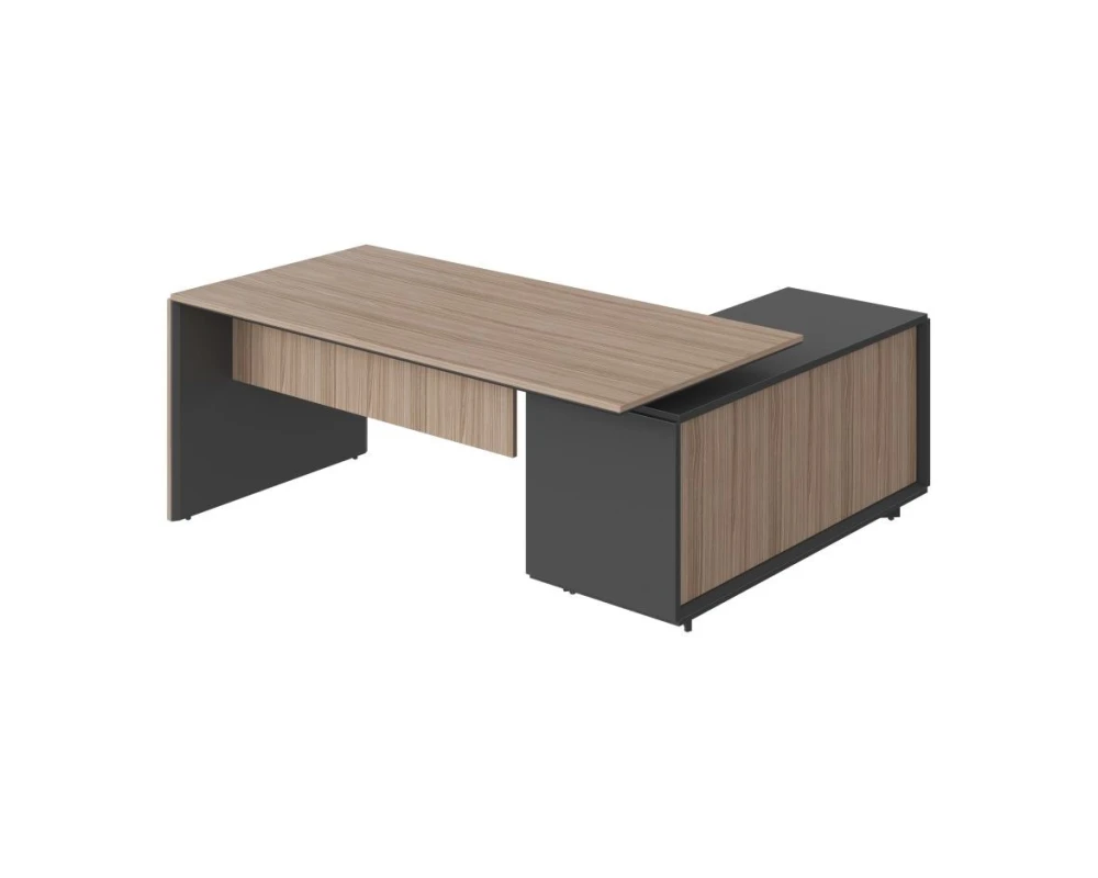 Стол с тумбой (3 двери) без блока розеток L 192х167х76,3 Platinum Орех каналетто/Серый матовый