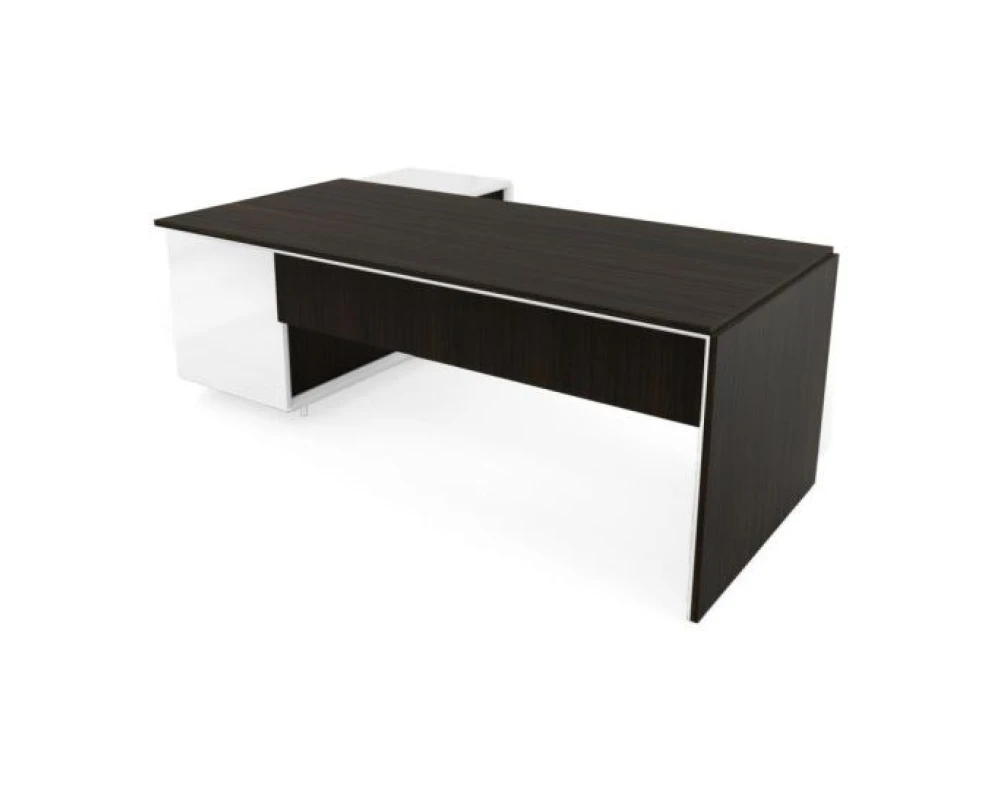 Стол с тумбой (3 двери) и новым блоком розеток R 220х167х76,3 Platinum Венге/Белый глянец