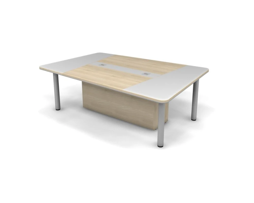 Стол для заседаний с комбинированной столешницей 240х162,5х76,2 Smartex Акация светлая/Белый премиум
