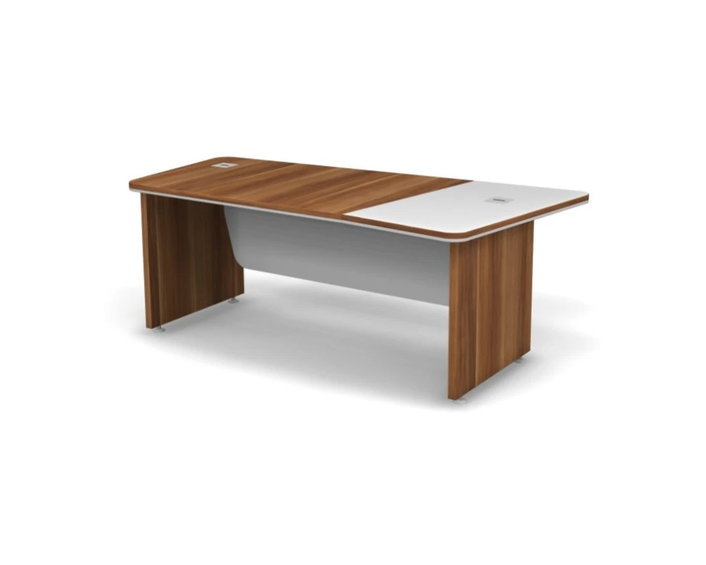 Стол письменный правый 203,2х102,7х76,2 Smartex Мерано коричневый/Белый премиум