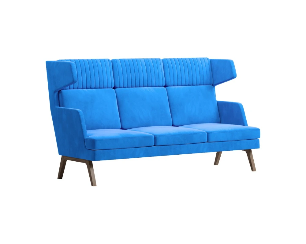 Диван Everprof Марко / Marko трехместный высокий Ткань, Голубой