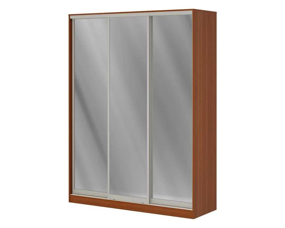 Шкаф купе 1,8 м с тремя зеркальными дверями ПК-ШК-КМШ240Х180СЗ3-В1 Лидер