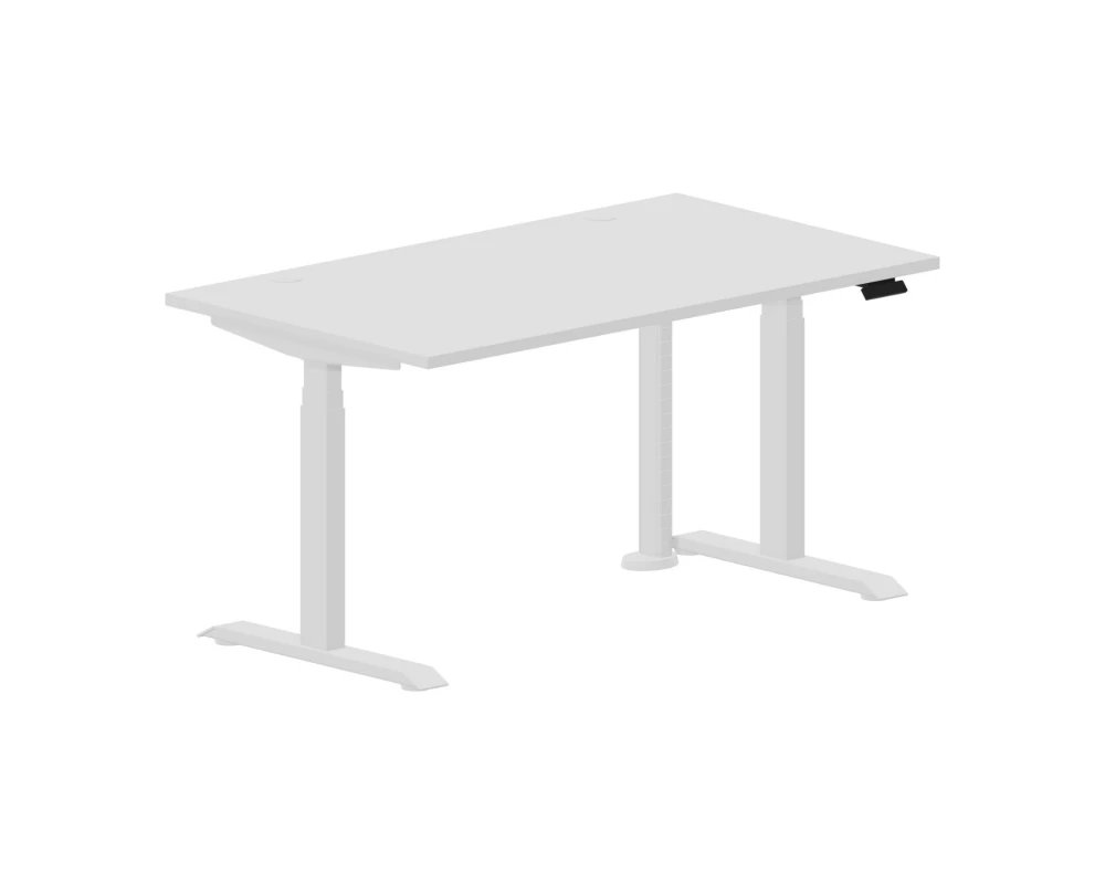 Стол регулируемой высоты 140х80х60,5-124,5 (2 громмета) Мотум Плюс / Motum Plus Белый/Белый