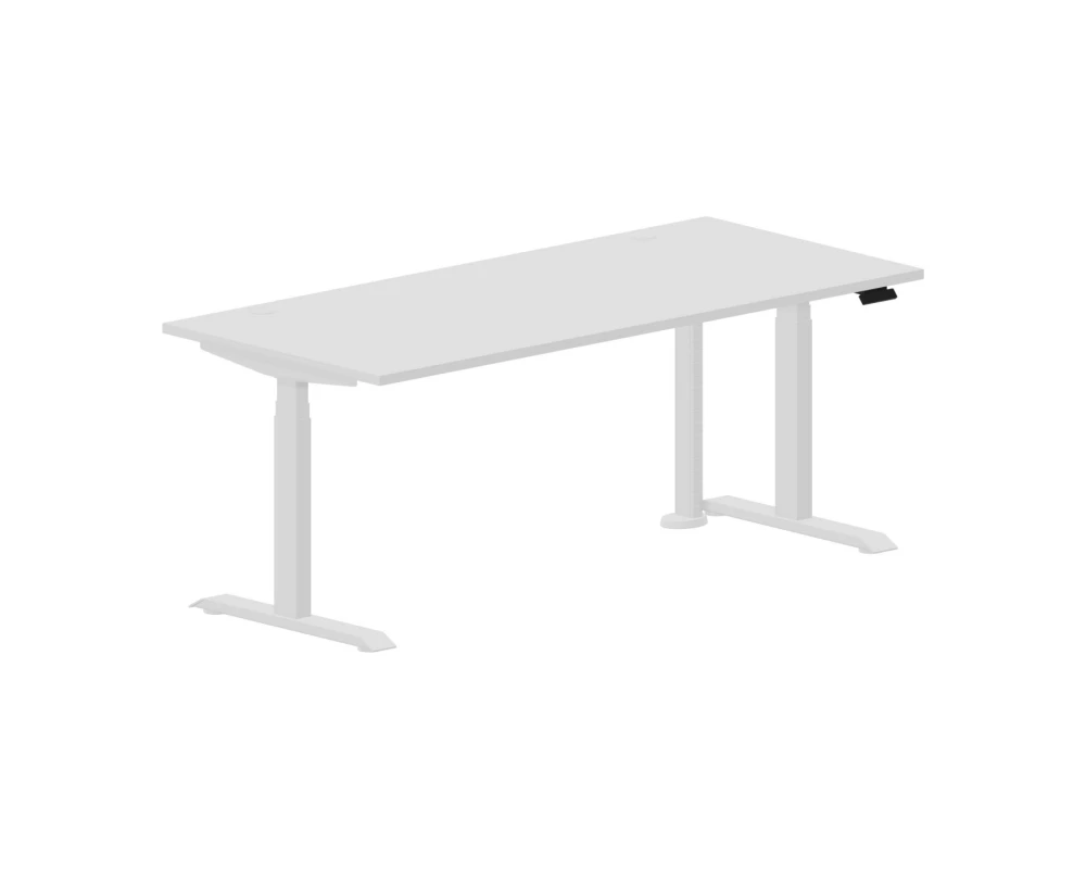 Стол регулируемой высоты 180х80х60,5-124,5 (2 громмета) Мотум Плюс / Motum Plus Белый/Белый