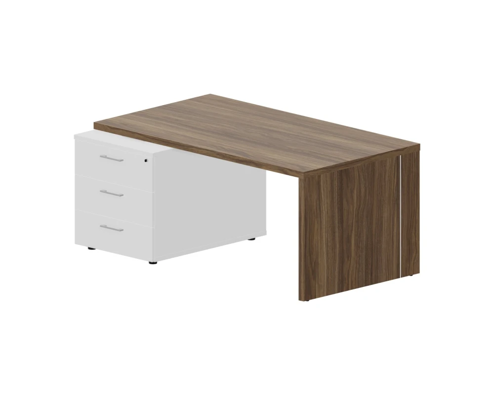 Стол для руководителя на опорной тумбе 3 ящика левый 160х90х73,5 Норман / Norman Орех/Белый