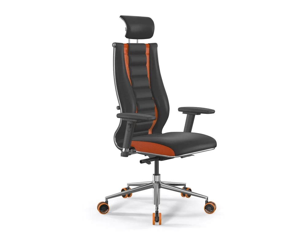 Кресло ErgoLife SynchroSit 10 B2-160D M24.B23.G18.W37 Сетка/Экокожа, Черный/Оранжевый