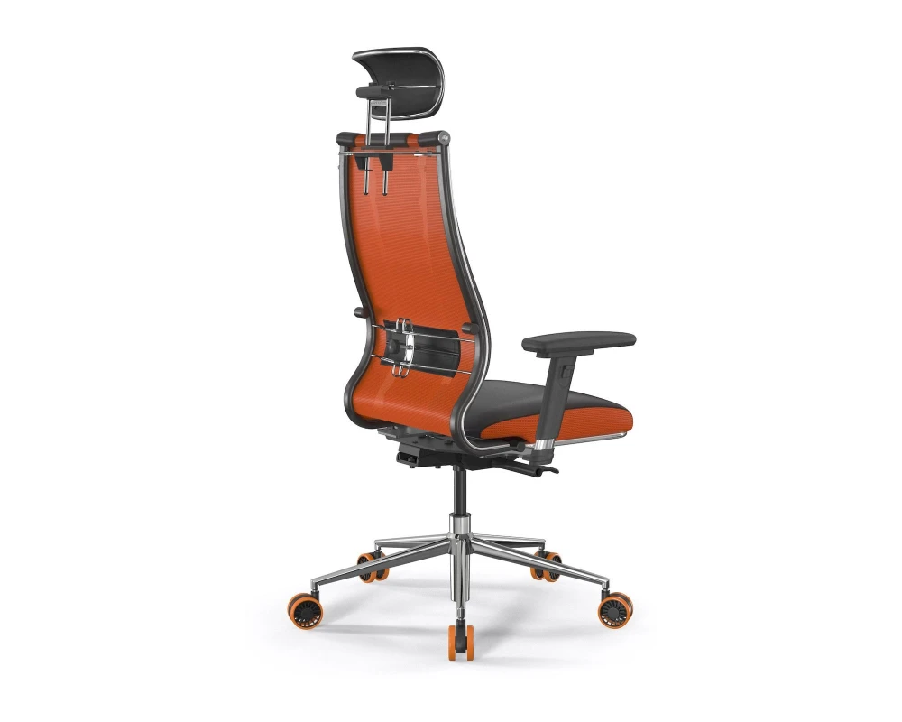 Кресло ErgoLife SynchroSit 10 B2-160D M24.B23.G18.W37 Сетка/Экокожа, Черный/Оранжевый