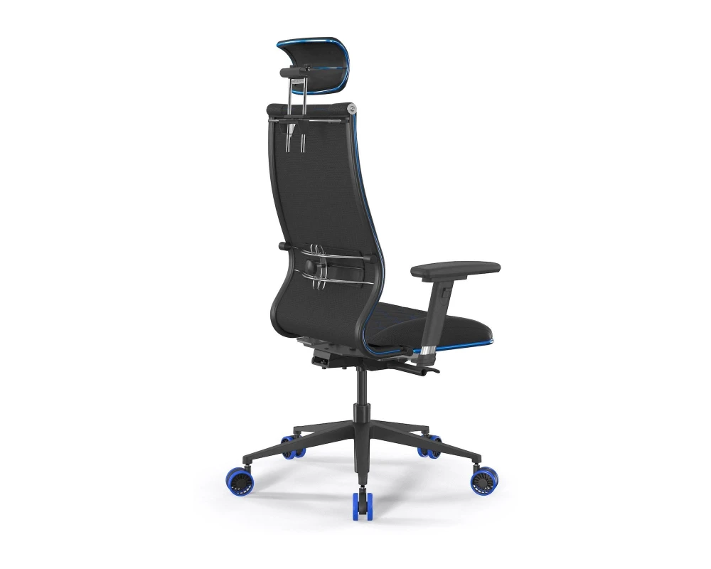 Кресло ErgoLife SynchroSit 10 B2-244D M24.B11.G19.W33 (Синяя строчка) Ткань/Экокожа, Черный