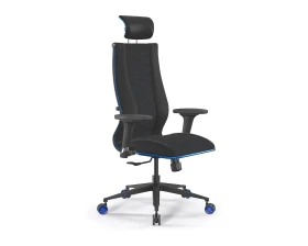 Кресло ErgoLife SynchroSit 10 B2-244D M25.B11.G19.W27 (Синяя строчка) Ткань/Экокожа, Черный images