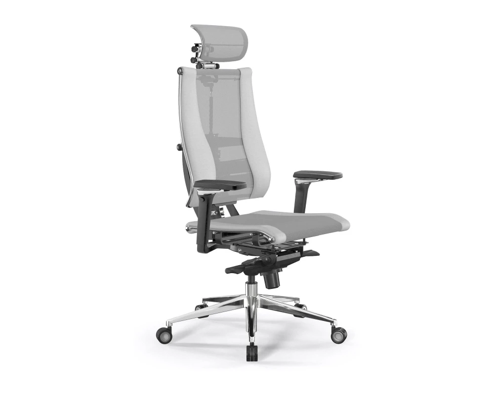 Кресло Y 4DF B2-14D M06.B35.G11.W04 Сетка/Экокожа, Светло-серый/Белый