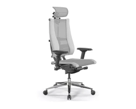 Кресло Y 4DF B2-14D M26.B32.G25.W03 (подгл.1) Сетка/Экокожа, Светло-серый/Белый images