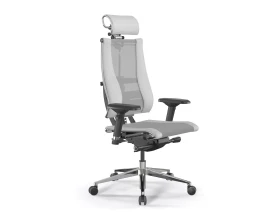 Кресло Y 4DF B2-14D M26.B32.G25.W03 (подгл.2) Сетка/Экокожа, Светло-серый/Белый images