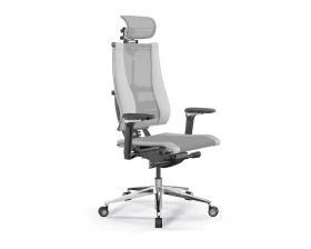 Кресло Y 4DF B2-14D M26.B35.G25.W04 (подгл.2) Сетка/Экокожа, Светло-серый/Белый images