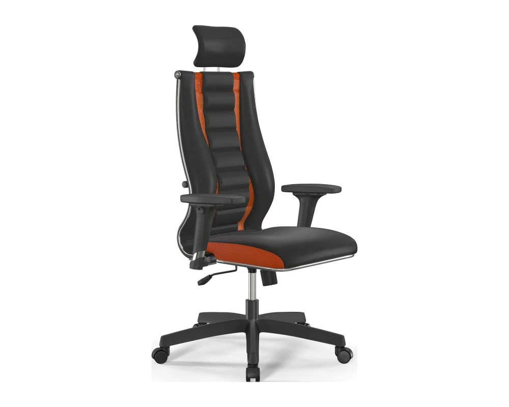 Кресло ErgoLife S 10 B2-160D M09.B02.G15.W01 (подл.1) Сетка/Экокожа, Черный/Оранжевый