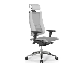 Кресло Y 3DE B2-14D M26.B32.G25.W03 Сетка/Экокожа, Светло-серый/Белый images