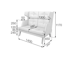 Диван 2-местный высокий Bev2H Беверли MVK images