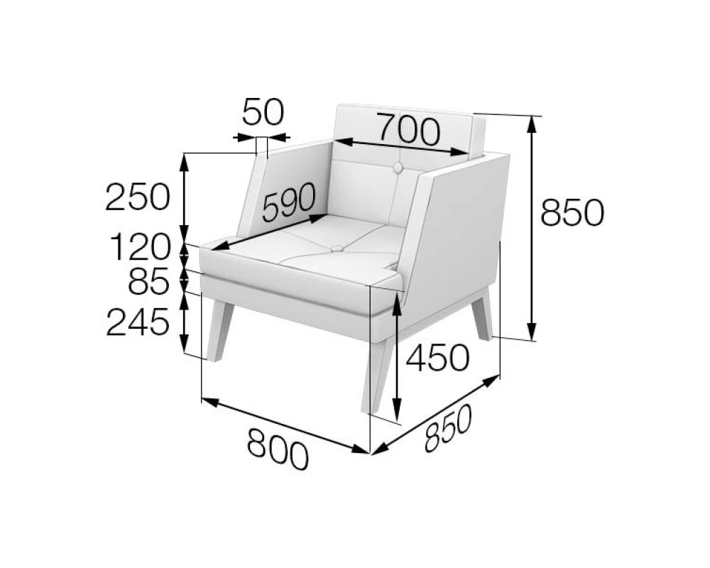 Кресло Bev1-2 800х850х850 Беверли MVK