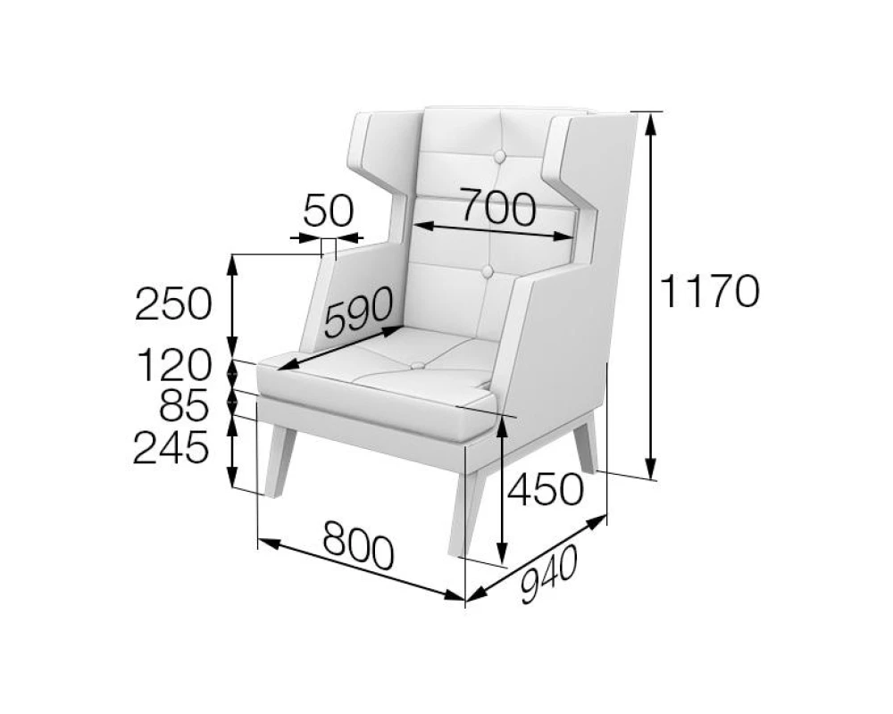 Кресло высокое Bev1H Беверли MVK