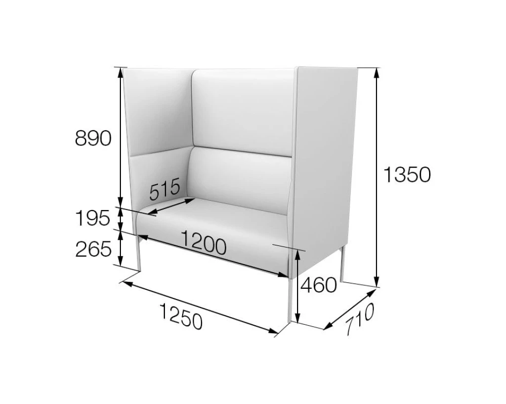 Диван 2-местный высокий Brd2H-2 Бридж MVK