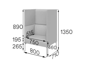 Кресло высокое Brd1H-2-800 Бридж MVK images
