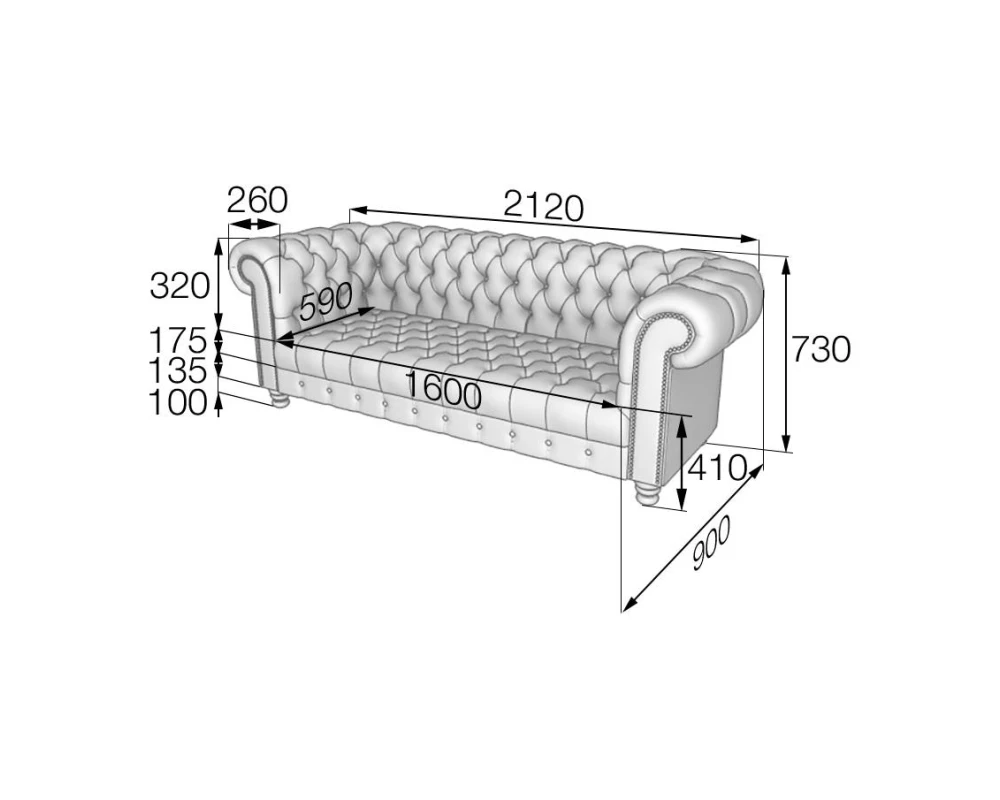 Диван 3-местный СН3 Честер MVK