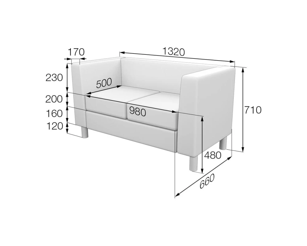 Диван 2-местный Dm2-2 Домино MVK
