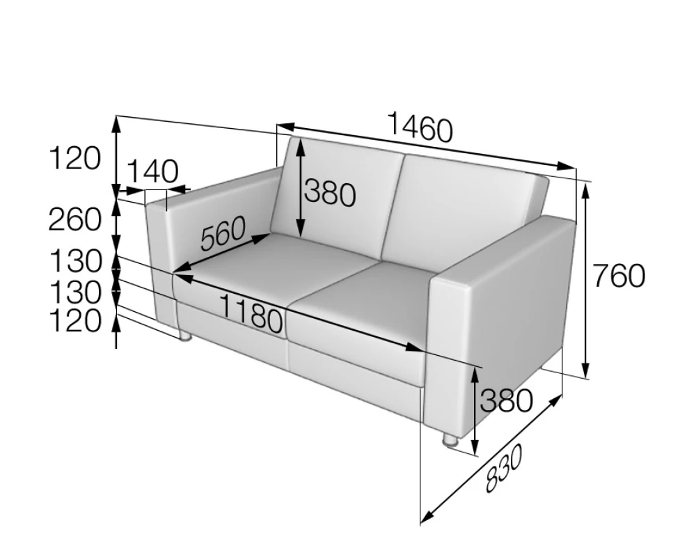 Диван 2-местный О2 Офис MVK