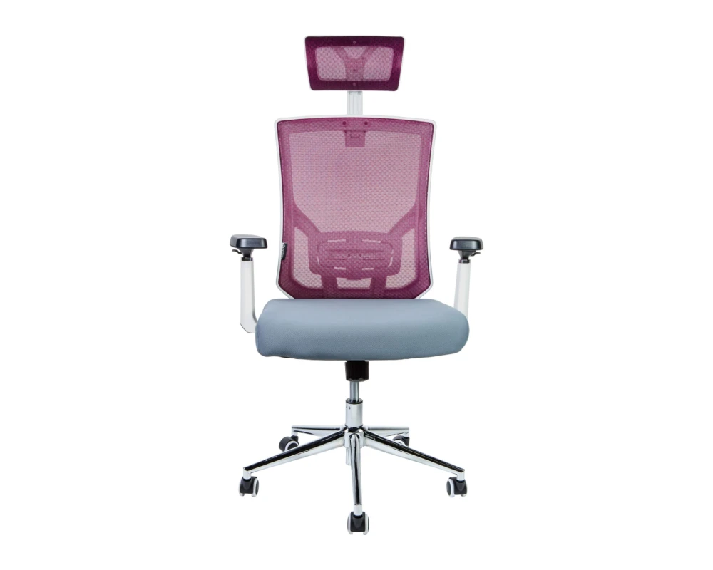 Кресло Norden Гарда SL white Сетка/Ткань, Серый/Вишневый