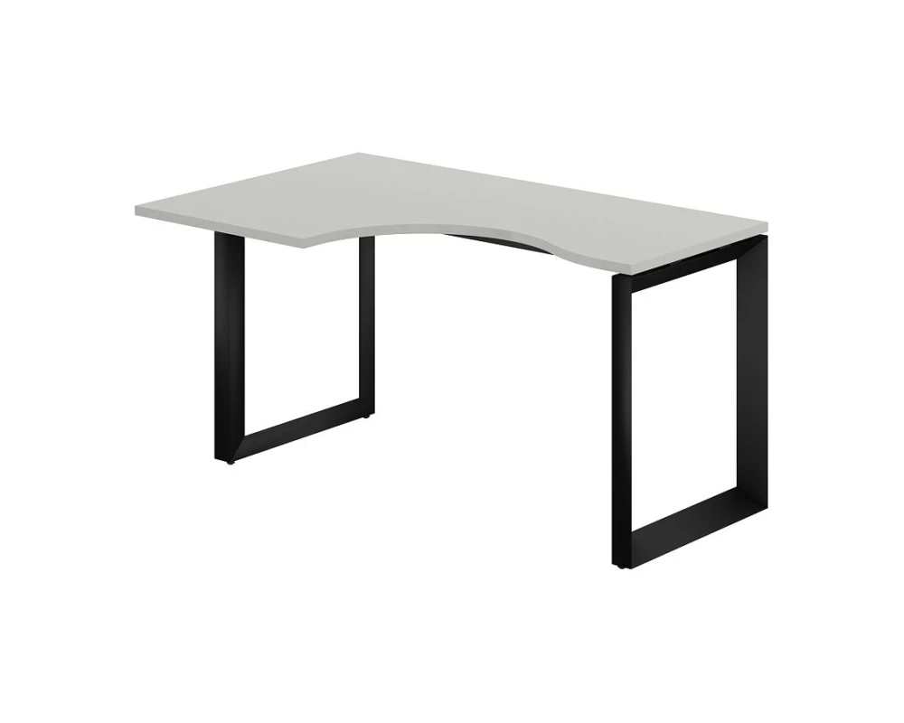 Стол эргономичный левый на О-образном каркасе 1400x900x750 Призма / Prizma (nd) Серый бархат/Черный