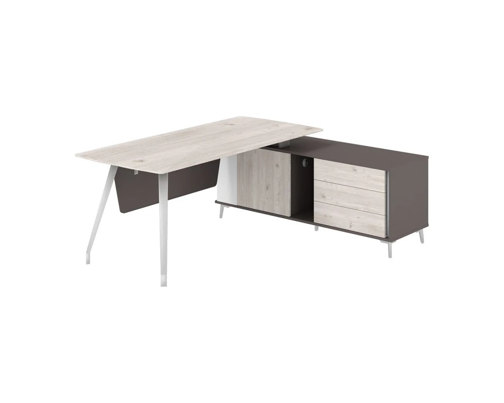 Стол руководителя 1800х820х750 на опорной тумбе правой Сирио / Sirio Дуб тоскана/Вольфрам