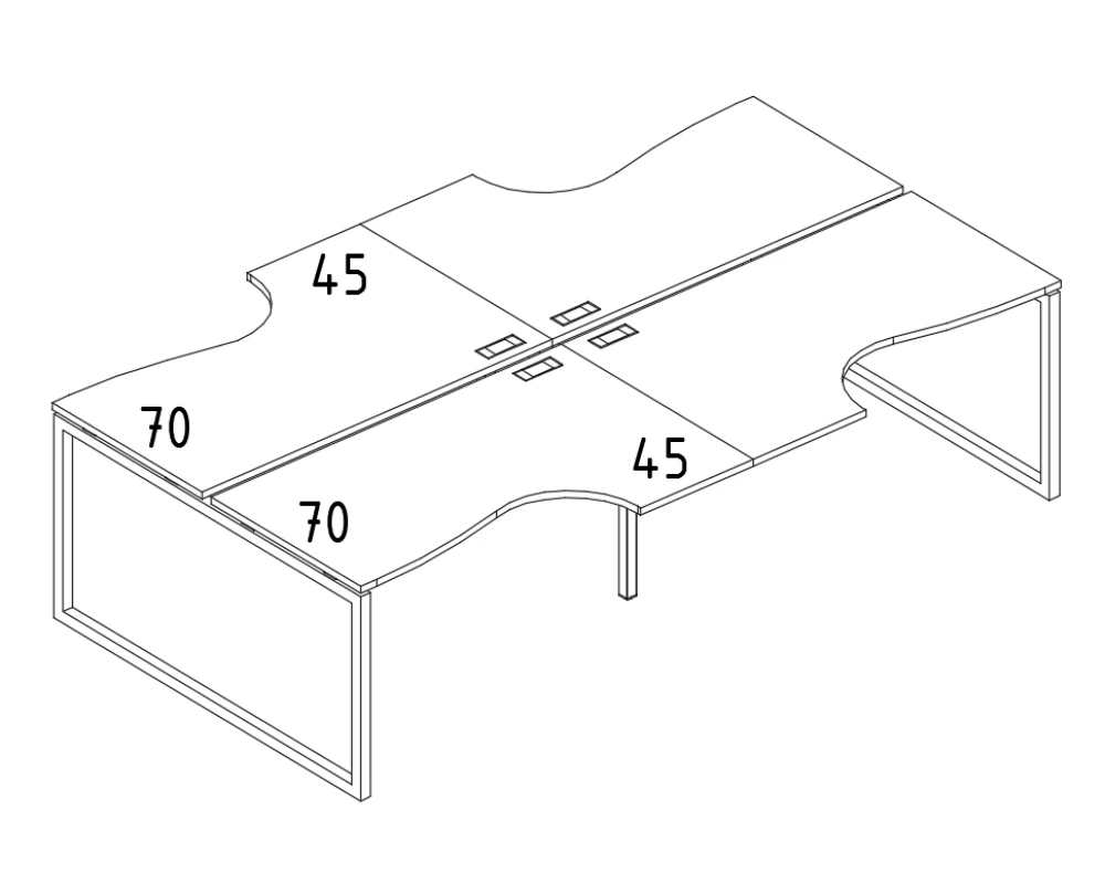 Рабочая станция (4х140) столы Классика каркас QUATTRO A4.PRO
